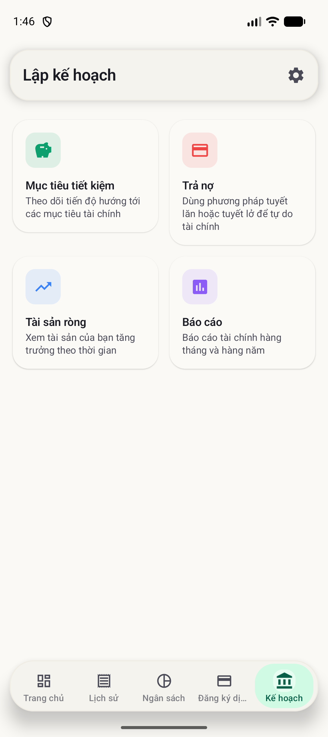 Màn hình lập kế hoạch BudgetVault Android